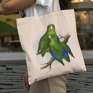 Cobalt Rumped Parrotlet Vintage Parrot Print Graphic Canvas Tote Bag